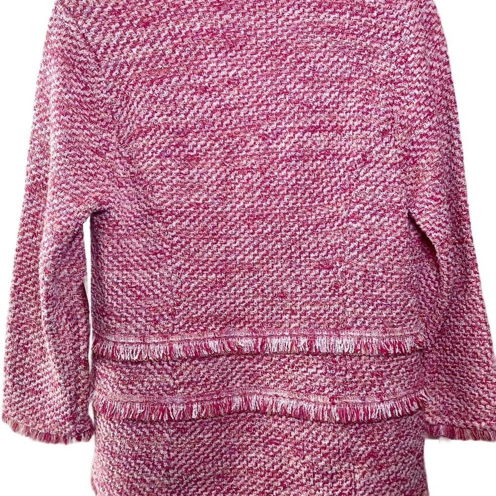 Chico's Pink Tweed Blazer With Fringe NWT. ( 00 in Chicos sizing) - Picture 4 of 12